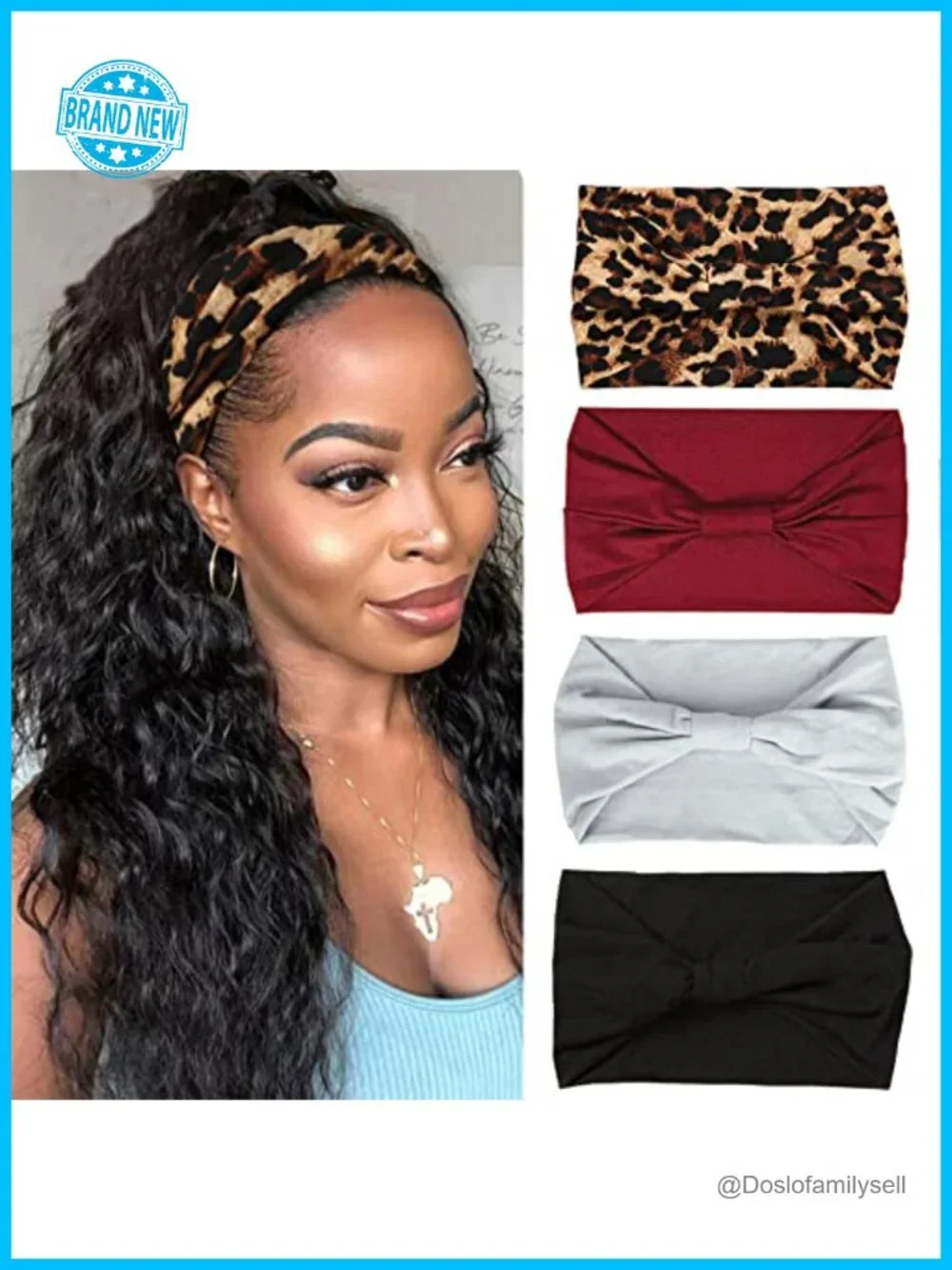 Wide Knotted Non-Slip Wrap Headband Boho Elastic Hair Scarf for Yoga Sports